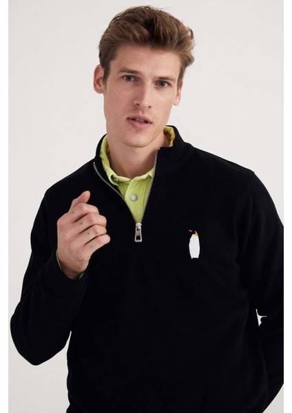 Imparator Penguen Supersoft Quarter-Zip Sweatshirt - Siyah fırsatları