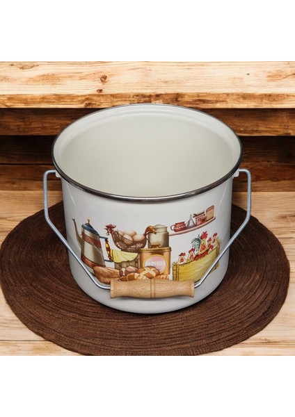 Emaye Bakraç Yoğurt Tenceresi Bakliyat Saklama Tenceresi Patates Soğan Kovası 22 cm 7,20 Litre fırsatları