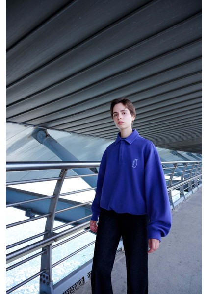 Imparator Penguen Supersoft Oversize Polo Yaka Sweatshirt - Mor modelleri