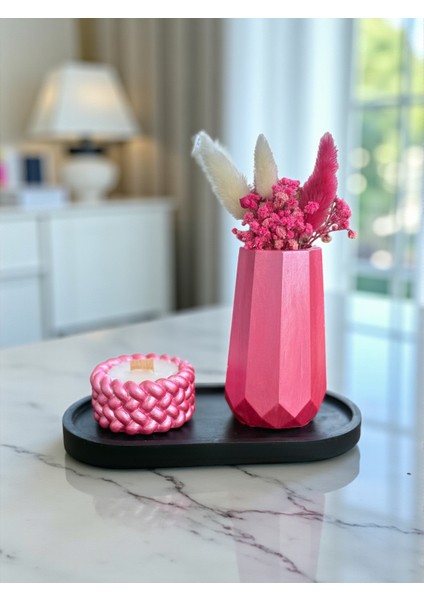 Dekoratif Elmas Vazo ( Çiçek Hediyemizdir), Mum ve Tabak 3’lü Set, Modern Masa Üstü Dekor modelleri