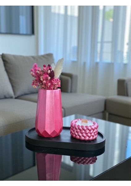 Dekoratif Elmas Vazo ( Çiçek Hediyemizdir), Mum ve Tabak 3’lü Set, Modern Masa Üstü Dekor fırsatları