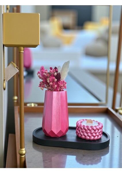 Dekoratif Elmas Vazo ( Çiçek Hediyemizdir), Mum ve Tabak 3’lü Set, Modern Masa Üstü Dekor indirimleri