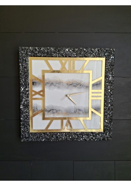 Duvar Saati - 40 cm - Modern Dekoratif Duvar Saati - Epoksi Duvar Saati - El Yapımı Duvar Saati - Şık Duvar Saati fırsatları