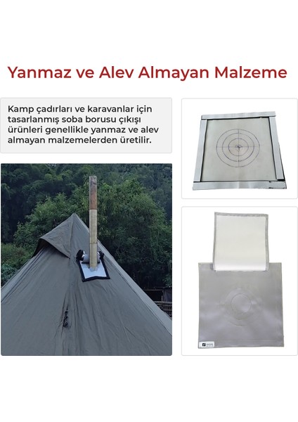Kamp Çadırı Soba Baca Çıkışı 30C30CM