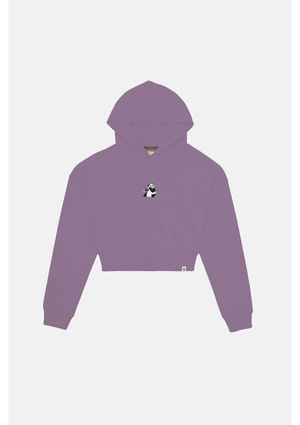 Giant Panda Supersoft Crop Hoodie - Lila