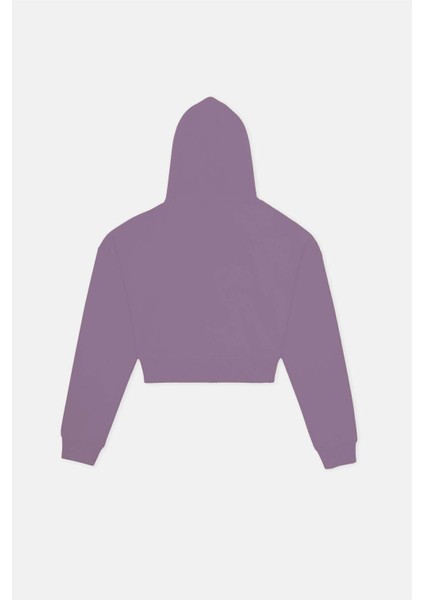 Giant Panda Supersoft Crop Hoodie - Lila modelleri