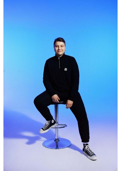 Azteca Supersoft Quarter-Zip Sweatshirt - Siyah modelleri