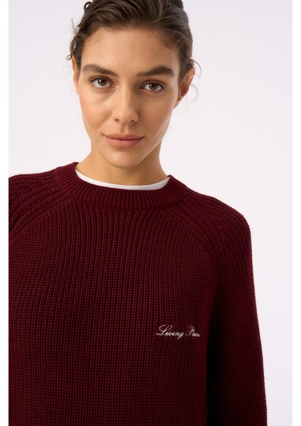 Living Planet Bisiklet Yaka Triko Sweater - Bordo fiyatları