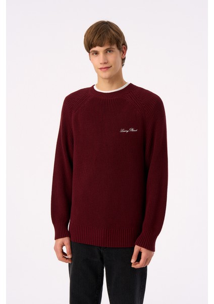 Living Planet Bisiklet Yaka Triko Sweater - Bordo modelleri