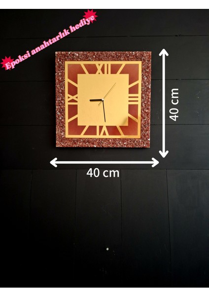 Duvar Saati - 40 cm - Modern Dekoratif Duvar Saati - Epoksi Duvar Saati - El Yapımı Duvar Saati - Şık Duvar Saati