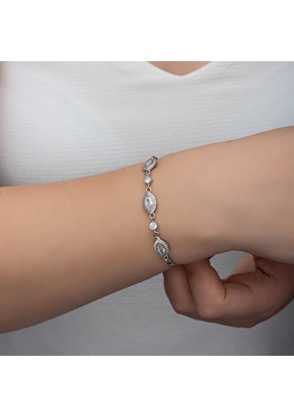 925 Ayar Gümüş Mekik Zirkon Taşlı Kadın Bileklik indirimleri