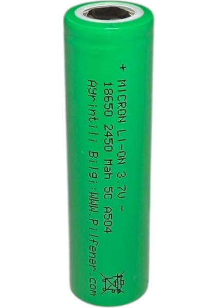 18650 3.7V (Volt) 2450 Mah 5c Lityum Şarj Edilebilir 10 Adet Pil(Batarya)