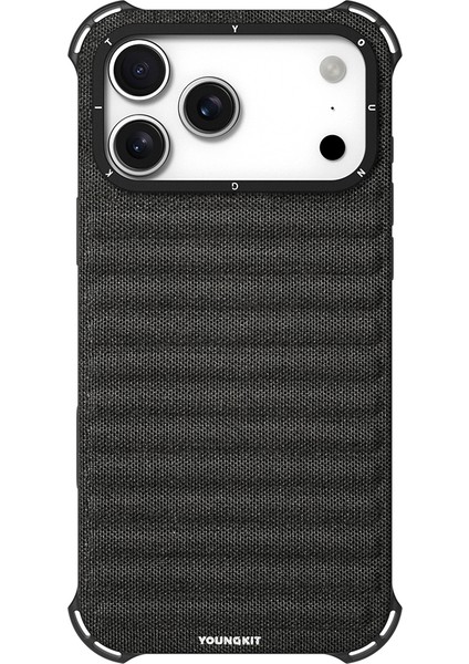 iPhone 17 Pro Uyumlu Kılıf M-Safe Şarj Özellikli Youngkit Canvas Serisi Kapak Siyah