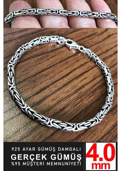 925 Ayar Gümüş Erkek Yuvarlak Kral Zincir Bileklik Künye Erkeğe Hediye MSB14