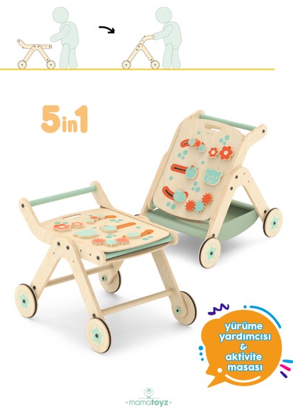 Trio | Yürüteç Yürüme Yardımcısı | Aktivite Masası Ahşap Chef Versiyonu indirimleri