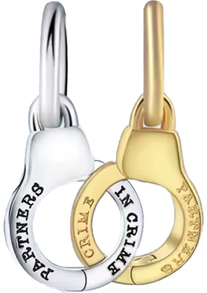 Altın ve Gümüş Ayrılabilir Kelepçe Sallantılı Gümüş Charm
