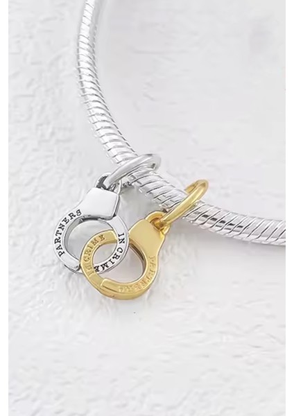 Altın ve Gümüş Ayrılabilir Kelepçe Sallantılı Gümüş Charm fiyatları