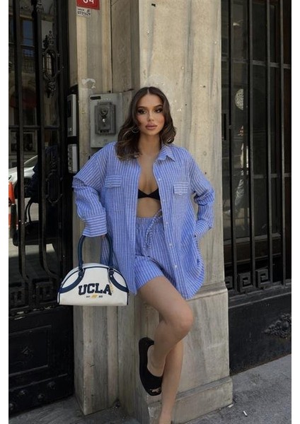 Stacy Çizgili Şort Takım 9801-0025 indirimleri