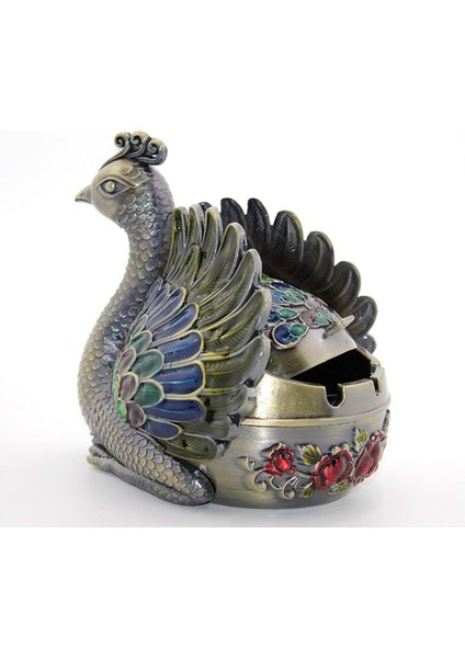 Metal Tavuskuşu Figürü Küllük Dekoratif Hediyelik