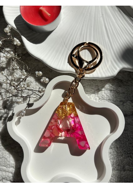 A Harfi Epoksi Pembe El Yapımı Anahtarlık fırsatları