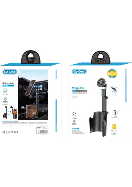 Go Des GD-HD253 M-Safe Magnetik 360 Derece Dönebilen Bardaklık Tasarım Telefon Tutucu Siyah modelleri