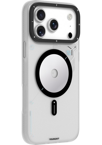iPhone 17 Pro Uyumlu Kılıf M-Safe Şarj Özellikli Disk Desenli Youngkit Disc Battle Kapak Gri fiyatları