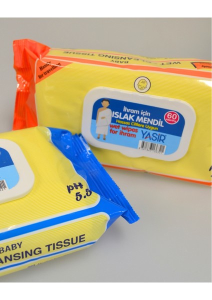 Umre ve Hac Için Kokusuz Islak Mendil – Ihrama Uygun, 2’li Paket (Toplam 120 Adet) Hijyen Mendil modelleri
