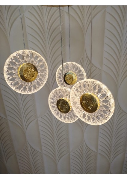 Şık Tarz Modern LED Avize Gold Ledli Salon Avize