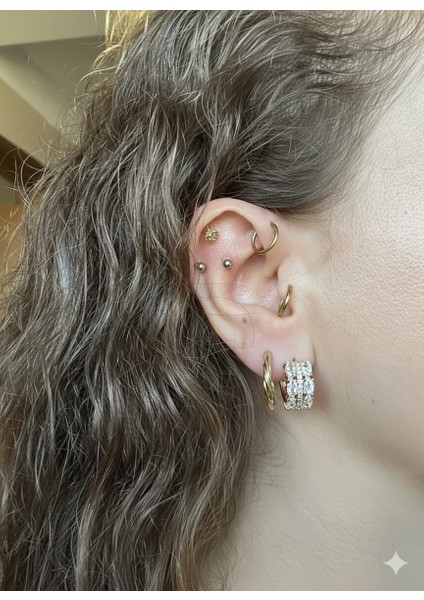 Taşlı Gold Detaylı Yuvarlak Küpe fiyatları