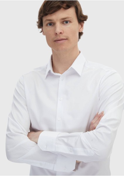 Beyaz Düz Super Slm Fit Dokuma Klasik %100 Pamuk Gömlek modelleri