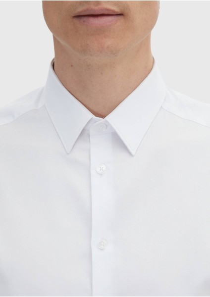 Beyaz Düz Super Slm Fit Dokuma Klasik %100 Pamuk Gömlek fırsatları