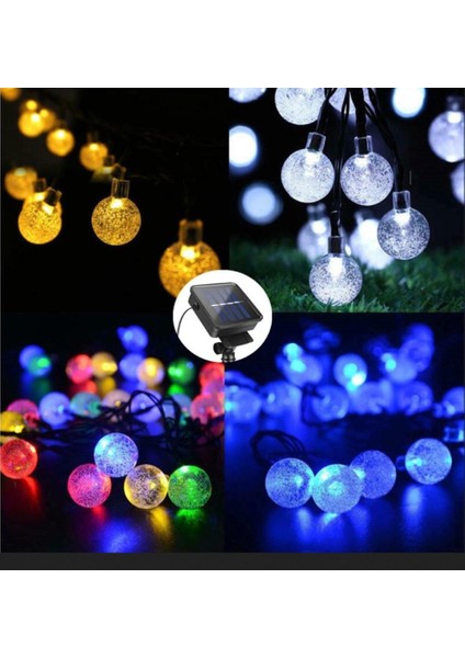 Teknoloji 7 Metre 50 LED Şeffaf Kristal Top Renkli Solar Güneş Enerjili Bahçe Teras Parti Balkon Süsü Aydınlatma Lambası modelleri