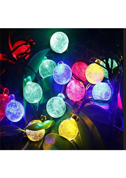 Teknoloji 7 Metre 50 LED Şeffaf Kristal Top Renkli Solar Güneş Enerjili Bahçe Teras Parti Balkon Süsü Aydınlatma Lambası fırsatları