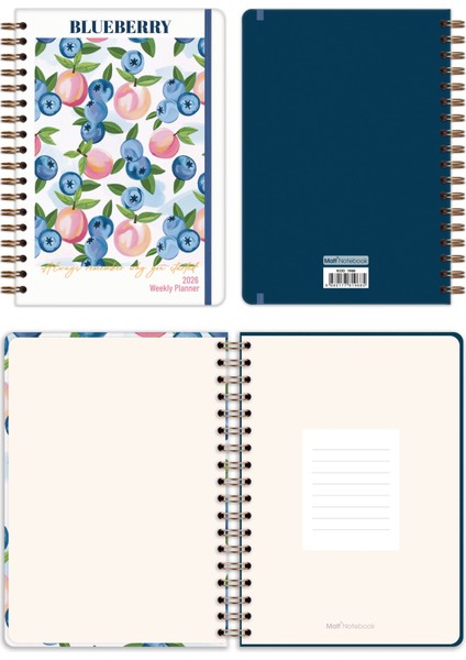 2026 Yılı B5 Haftalık Ajanda Spiralli 17X24 cm - 12 Aylık Yaban Mersini fiyatları