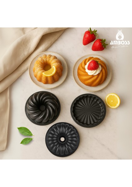 Mini Trio Döküm 3 Parça Mini Kek Kalıbı
