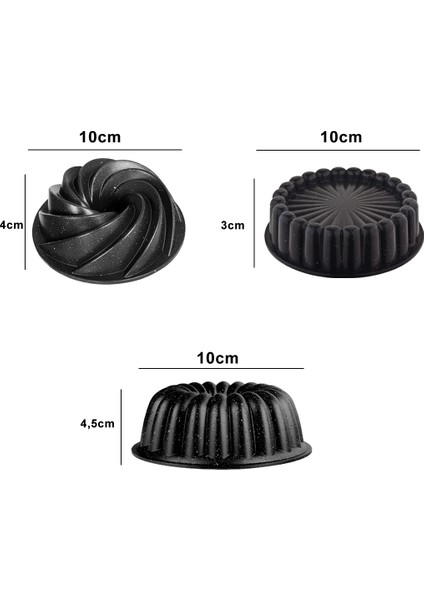 Mini Trio Döküm 3 Parça Mini Kek Kalıbı