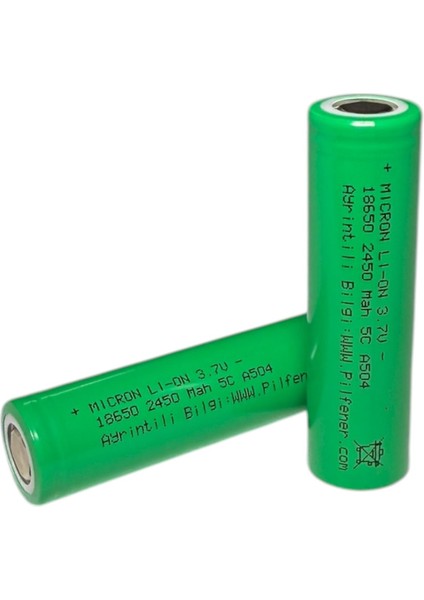 18650 3.7V (Volt) 2450 Mah 5c Lityum Şarj Edilebilir 1 Adet Pil(Batarya) Pil Kutusu Hediyeli