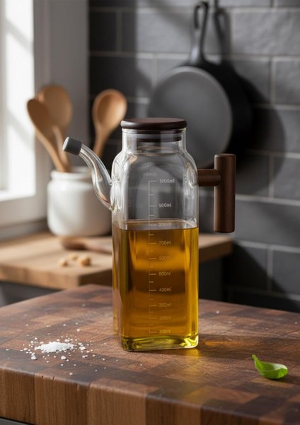 Cam Yağlık - Akasya Kulplu 1 Litre - Kare