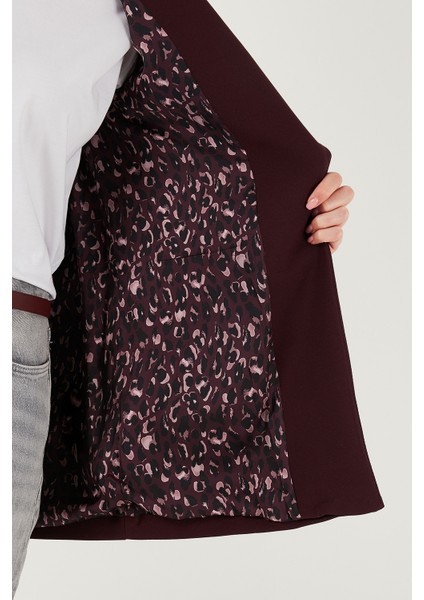 Regular Fit Klasik Yaka Desenli Astar Detaylı Blazer Ceket Bayan Ceket 6839227