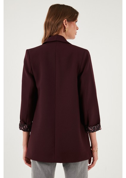 Regular Fit Klasik Yaka Desenli Astar Detaylı Blazer Ceket Bayan Ceket 6839227