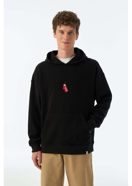 Boxing Gloves Supersoft Cepli Hoodie - Siyah modelleri