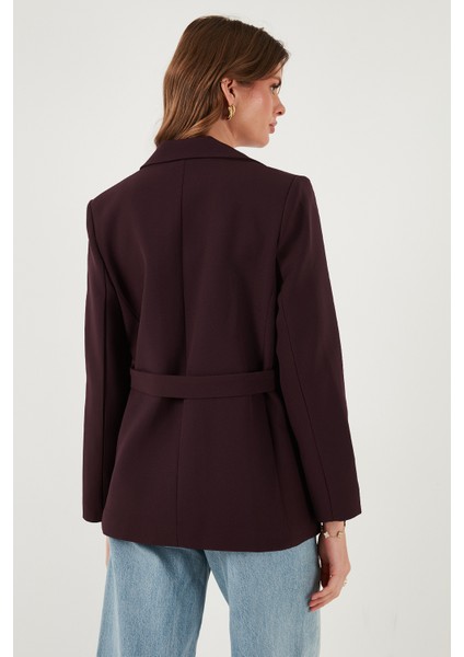 Regular Fit Kruvaze Yaka Kemerli Blazer Ceket Bayan Ceket 6839367