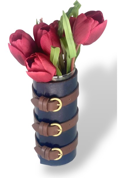 Bee Large Deri Kaplama Cam Vazo