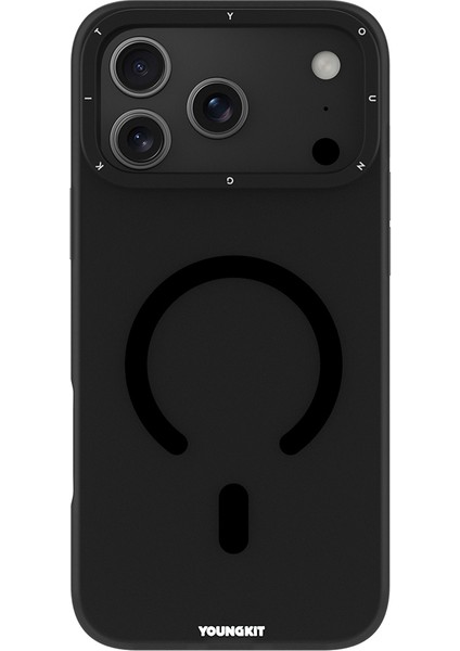 iPhone 17 Pro Uyumlu Kılıf M-Safe Şarj Özellikli Youngkit Hidden Sand Serisi Kapak Siyah
