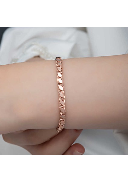 925 Ayar Gümüş Rose Pullu Zincir Kadın Bileklik modelleri