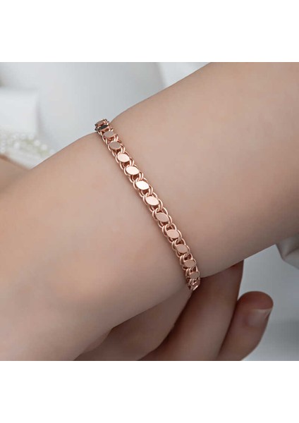 925 Ayar Gümüş Rose Pullu Zincir Kadın Bileklik fırsatları