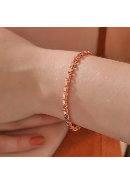 925 Ayar Gümüş Rose Pullu Zincir Kadın Bileklik indirimleri