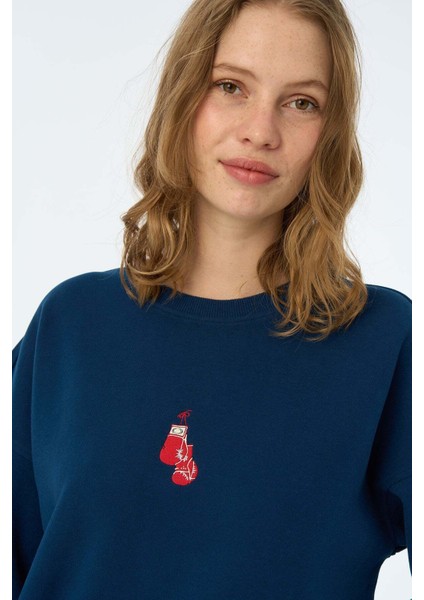 Boxing Gloves Supersoft Sweatshirt - Lacivert fırsatları