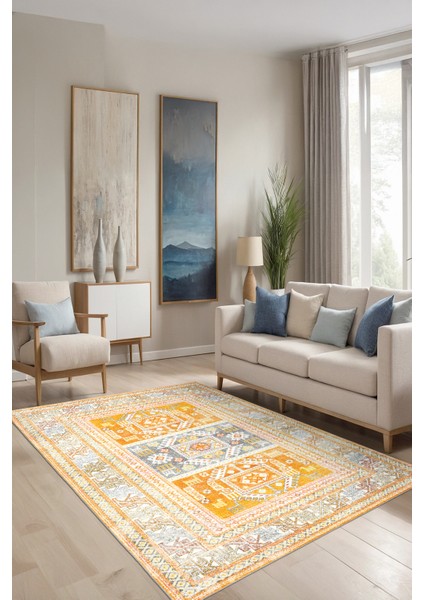 Otantik Temalı Eskitme Dekoratif Makinada Yıkanabilir Halı modelleri