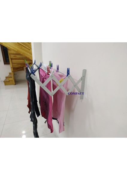 Çamaşırlık 95 cm 5 Askılı Pratik Çamaşır Kurutma Askısı Duvara Monte Akordiyon Tipi 475 Cm Askı Alanı modelleri